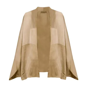 Cortana Opalo Kimono Jacket - Dames - Blouses & Shirts - Beige - Maat: ONE Size Satijn