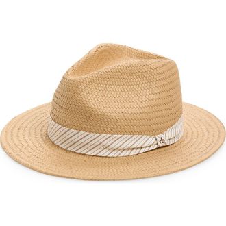 Rag & Bone Packable Straw Fedora in Burnt Straw at Nordstrom, Size Medium