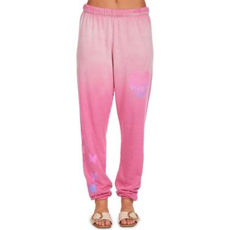 Lauren Moshi Nika Ombre Butterfly Heart Sweatpants in Pink Ombre at Nordstrom, Size X-Small