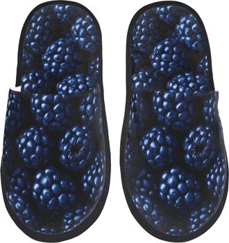 Generic Camping Slippers Blue-Purple Raspberries Portable Slipper Soft Anti-Slide Slipper For Ladies Guest Room Indoor M