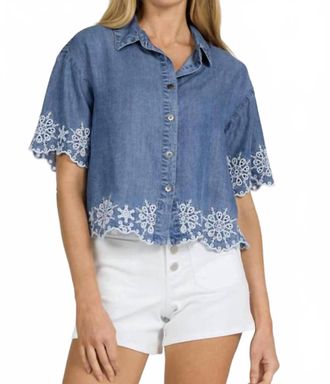 Dear John Denim Ansel Embroidered Top In Blue