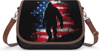Generic Bigfoot U.S. Flag Fashion Womens Crossbody Bags Novelty Handbag Shoulder Bag Purse