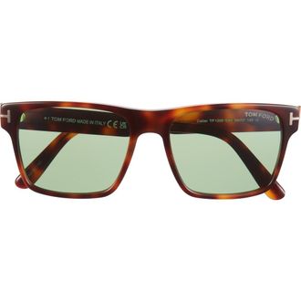 Tom Ford Calder 55mm Square Sunglasses in Blonde Havana /Green at Nordstrom