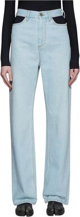 Maison Margiela Jeans, Dames, Blauw, L, Straight-Leg Jeans met Cut-Out Panelen
