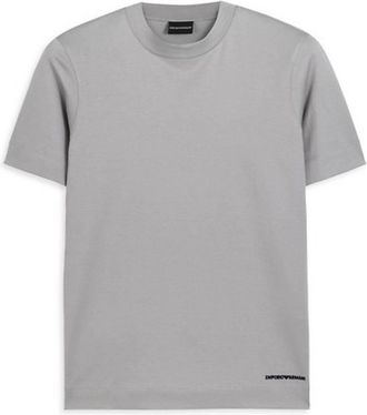 Emporio Armani Velour Logo Lettering Cotton T-Shirt, Size X-Small