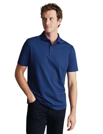 CHARLES TYRWHITT Short Sleeve Cotton Stretch Smart Pique Polo in Royal Blue at Nordstrom, Size Xx-Large