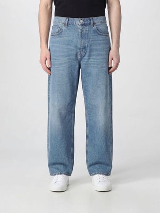 Amish Jeans Huge modello straight fit in denim di cotone effetto usurato