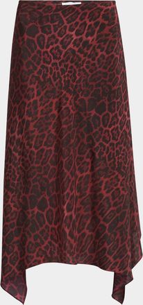 Stella McCartney Leopard Print Asymmetric Silk Skirt