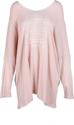 Gil Santucci Pink Geometric Polyester-Blend Knit Top