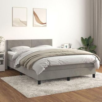 vidaXL Vidaxl - Cama Box Spring Con Colch&oacute;n Terciopelo Gris Claro 140x200 Cm