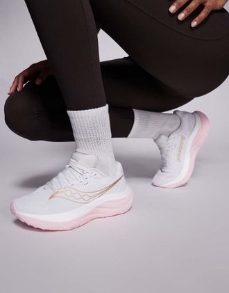 Saucony Ride 19 - Sneakers da corsa bianche e rosa-Bianco