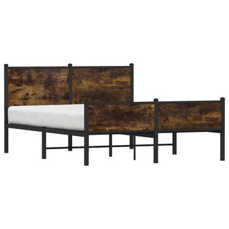 vidaXL Giroletto Senza Materaso In Metallo Rovere Fumo 150x200 Cm - Vidaxl