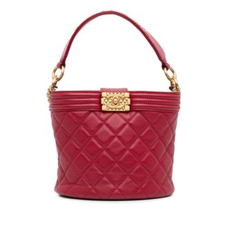 Chanel Red Calfskin Boy Bucket Bag