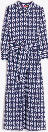 Vilagallo Womens Link Print Shirt Dress In Blue