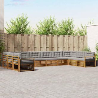 vidaXL Vidaxl Set Divani 10 Pz Grigio Naturale E Chiaro