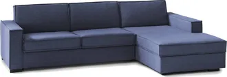 Talamo Italia Divano Letto Con Penisola Achico, Sof&agrave; Apertura Girevole, Penisola Contenitore Destra, Braccioli Standard, 100% Made In Italy, Cm 280x95h90, Blu - Tal