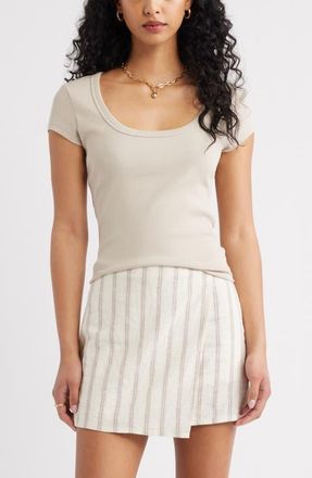 Open Edit Scoop Neck Stretch Cotton T-Shirt in Grey Feather at Nordstrom, Size Xx-Small