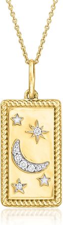Ross-Simons Lab-Grown Diamond Moon and Star Pendant Necklace in 18kt Gold Over Sterling