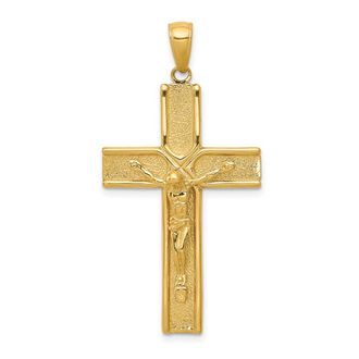 Diamond2Deal 10k Yellow Gold Satin Finish Crucifix Pendant