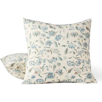 Coyuchi Viola Print Organic Cotton Sham in Undyed/Cerulean at Nordstrom, Size Standard
