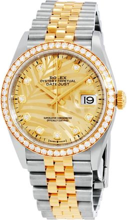 Rolex Datejust 36 Golden Palm-Motif Diamond Dial Automatic Steel and 18kt Yellow Gold Jubilee Watch M126283rbr-0029