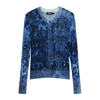 Desigual Dames, Truien, Blauw, Maat: XS Leer