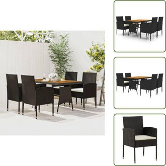 vidaXL The Living Store Set da Pranzo per Esterni 5 pz in Polyrattan Nero - Tavolo da giardino