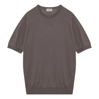 John Smedley Round-neck Knitwear, male, Brown, Size: M Short Sleeve Crew Neck T-Shirt