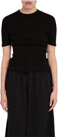 Yohji Yamamoto Fitted T-shirt met korte mouwen - Dames - T-shirts - Zwart - S - Katoen - Tops