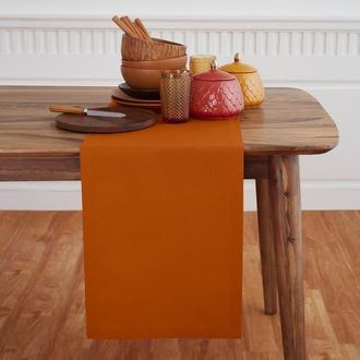 Solino Home Cotton Linen Plain Table Runner for Dining Table, Holiday and Everyday Table Decor - Dru in Cinnamon at Nordstrom, Size Medium