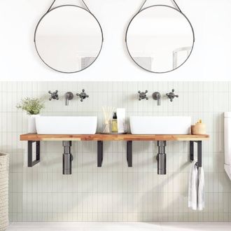 Berkfield Home Bathroom Vanity Top Oil Finished 160x50x4 cm Solid Wood Acacia in Brown | Size: 160 x 50 x 4 cm
