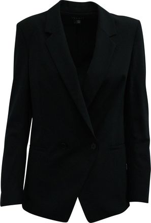 Theory Double-Breasted Blazer in Black Wool
