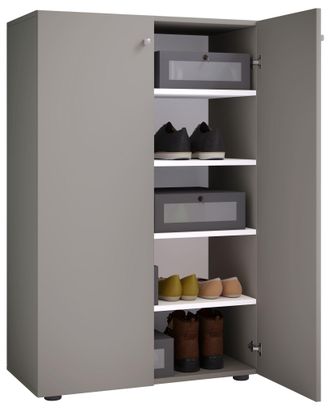 ebuy24 Ebuy24 - Gabinete De Zapato De Madera Vcm Dimensiones: Al. 110 X An. 70 X T. 39 Cm Gabinete Todo Uso 5 Compartimentos 2 Puertas Giratorias- Lona (gris
