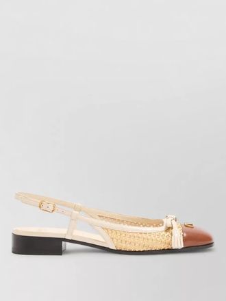 Valentino Garavani leather raffia slingback ballerinas open toe