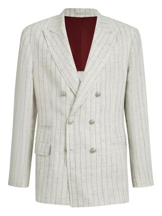 Brunello Cucinelli stripe metal-button blazer - Neutrals