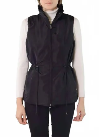 Metric Knits Reverse Faux Fur Vest In Black
