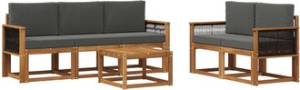 vidaXL Conjunto De Sof&aacute;s De Exterior 6 Uds. Natural Y Antracita Vidaxl