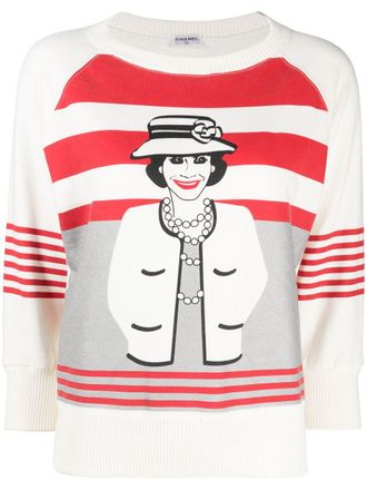 Chanel 2001 sweater met print - Wit