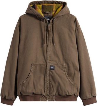 Vans Eli Workwear Canvas Zip-Up Hooded Jacket in Coal Brown at Nordstrom, Size X-Large