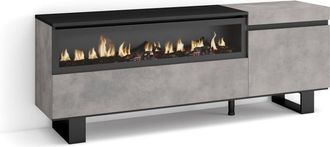 Skraut Home Skraut Home - Mueble Tv, Televisi&oacute;n, Muebles De Sal&oacute;n, Almacenaje, 150x57x35cm, Para Tv Hasta 65, Chimenea El&eacute;ctrica, Dise&ntilde;o Industrial, Estilo Modern