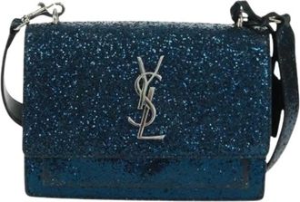 Saint Laurent Pre-owned Cross Body Bags, female, Blue, Size: ONE SIZE Pre-owned Leather Shoulder Bag
