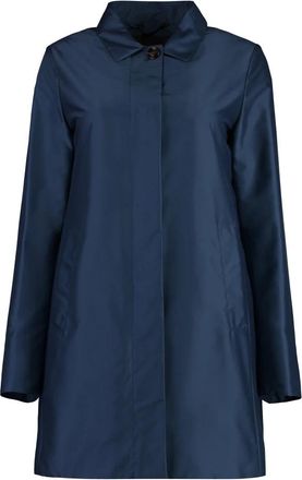 Moorer Technische stofjas met logodetails - Dames - Mantel - Blauw - XL - Polyester - Jassen