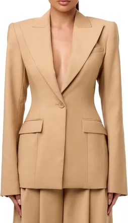 Naked Wardrobe One-Button Blazer in Camel at Nordstrom, Size X-Small
