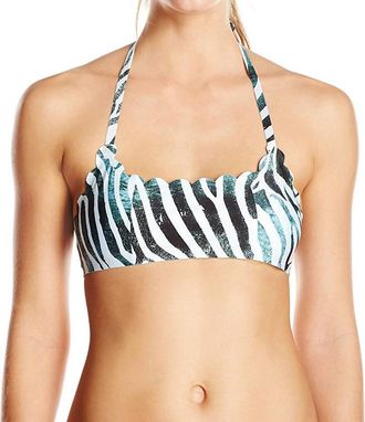 PQ Swim Womens Dreamy Reversible Seamless Wave Bikini Top Swimsuit In Blue Multi