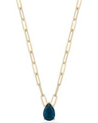 Sphera Milano 14K Over Silver Pear Cz Paperclip Necklace