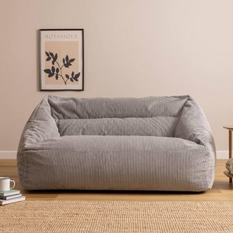 Icon Brand Cecilia Jumbo Cord Giant Bean Bag Sofa in Grey | Size: Medium