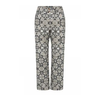 Gustav Straight Trousers, female, Multicolor, Size: S Printed Straight Leg Pants Black/Sand