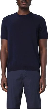 Zanone Round-neck Knitwear, male, Blue, Size: XL Stylish Sweaters for Men and Women