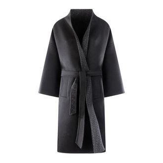 Fendi Geknopt Jasje - Dames - Mantels - Zwart - Maat: XS Leer