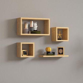Dmora Estanter&iacute;a Subbiano, 4 Estantes, Modular, Tono Roble, 24x15x44h Cm Marr&oacute;n Roble